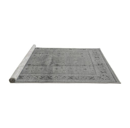 Sideview of Machine Washable Oriental Gray Industrial Rug, wshurb2957gry