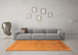 Machine Washable Oriental Orange Industrial Area Rugs in a Living Room, wshurb2957org