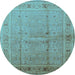 Round Oriental Light Blue Industrial Rug, urb2957lblu