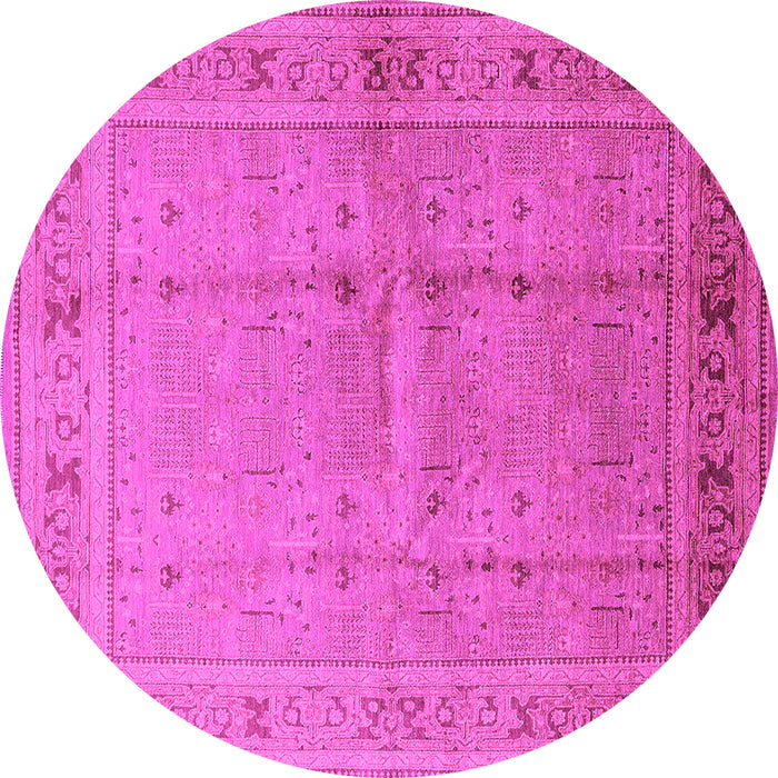 Round Machine Washable Oriental Pink Industrial Rug, wshurb2957pnk