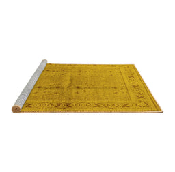 Sideview of Machine Washable Oriental Yellow Industrial Rug, wshurb2957yw