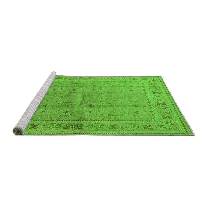 Sideview of Machine Washable Oriental Green Industrial Area Rugs, wshurb2957grn