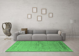 Machine Washable Oriental Emerald Green Industrial Area Rugs in a Living Room,, wshurb2957emgrn