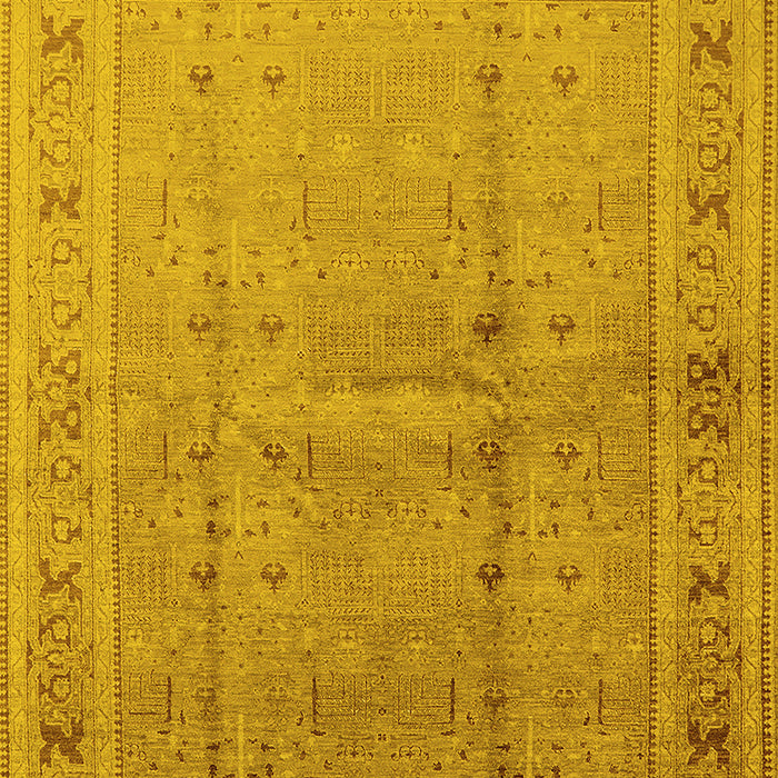 Machine Washable Oriental Yellow Industrial Rug, wshurb2957yw