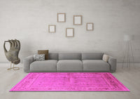 Machine Washable Oriental Pink Industrial Rug, wshurb2957pnk