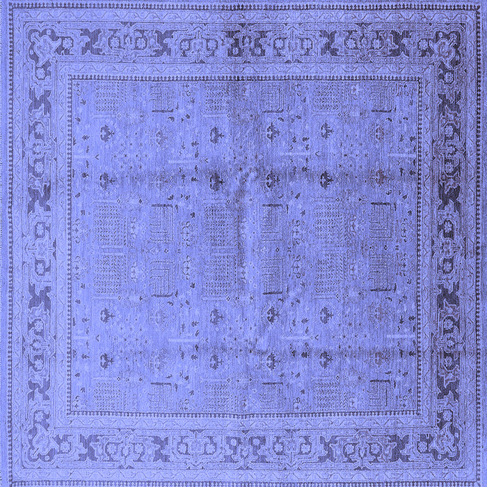 Square Machine Washable Oriental Blue Industrial Rug, wshurb2957blu
