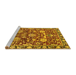 Sideview of Machine Washable Oriental Yellow Industrial Rug, wshurb2958yw