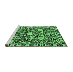 Sideview of Machine Washable Oriental Emerald Green Industrial Area Rugs, wshurb2958emgrn