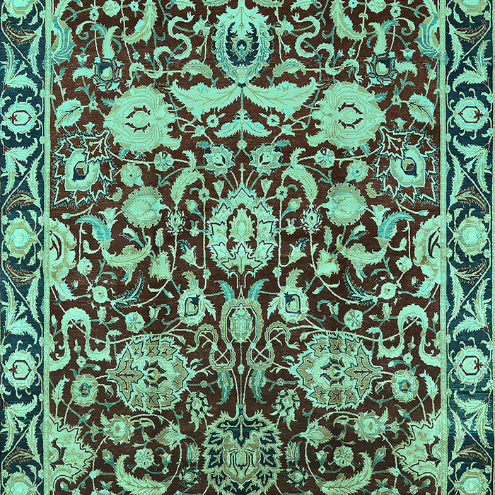 Machine Washable Oriental Turquoise Industrial Area Rugs, wshurb2958turq