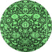 Round Oriental Emerald Green Industrial Rug, urb2958emgrn