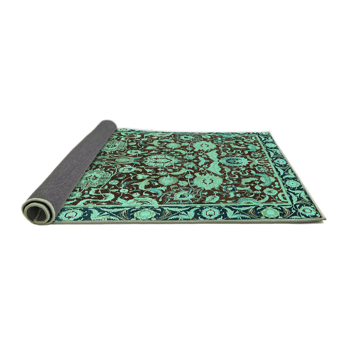 Sideview of Oriental Turquoise Industrial Rug, urb2958turq