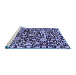 Sideview of Machine Washable Oriental Blue Industrial Rug, wshurb2958blu