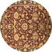 Round Oriental Brown Industrial Rug, urb2958brn