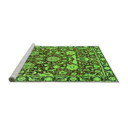 Sideview of Machine Washable Oriental Green Industrial Area Rugs, wshurb2958grn