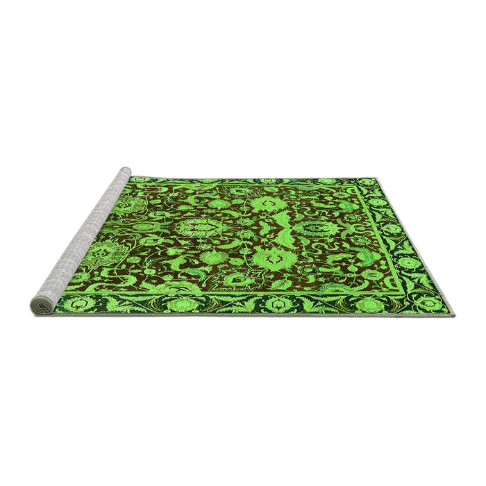 Sideview of Machine Washable Oriental Green Industrial Area Rugs, wshurb2958grn