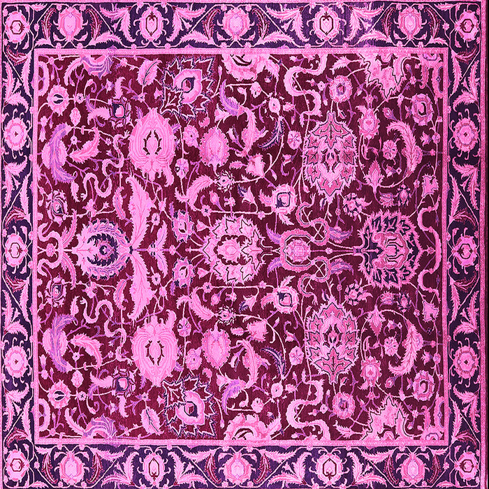 Square Machine Washable Oriental Pink Industrial Rug, wshurb2958pnk
