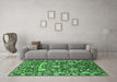 Machine Washable Oriental Emerald Green Industrial Area Rugs in a Living Room,, wshurb2958emgrn