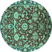 Round Oriental Turquoise Industrial Rug, urb2958turq