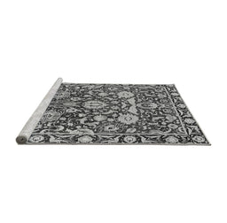 Sideview of Machine Washable Oriental Gray Industrial Rug, wshurb2958gry