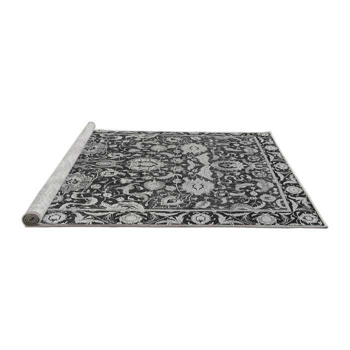 Sideview of Machine Washable Oriental Gray Industrial Rug, wshurb2958gry
