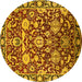 Round Oriental Yellow Industrial Rug, urb2958yw