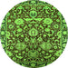 Round Oriental Green Industrial Rug, urb2958grn