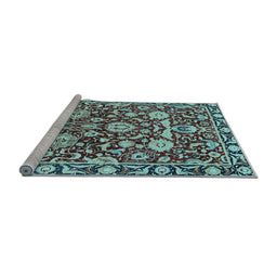 Sideview of Machine Washable Oriental Light Blue Industrial Rug, wshurb2958lblu