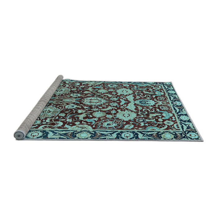 Sideview of Machine Washable Oriental Light Blue Industrial Rug, wshurb2958lblu