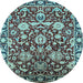 Round Oriental Light Blue Industrial Rug, urb2958lblu