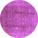 Round Machine Washable Oriental Purple Industrial Area Rugs, wshurb2959pur