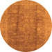 Round Machine Washable Oriental Orange Industrial Area Rugs, wshurb2959org