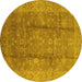 Round Oriental Yellow Industrial Rug, urb2959yw