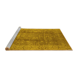 Sideview of Machine Washable Oriental Yellow Industrial Rug, wshurb2959yw