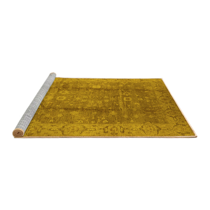 Sideview of Machine Washable Oriental Yellow Industrial Rug, wshurb2959yw