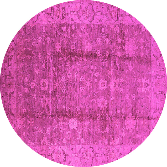 Round Machine Washable Oriental Pink Industrial Rug, wshurb2959pnk