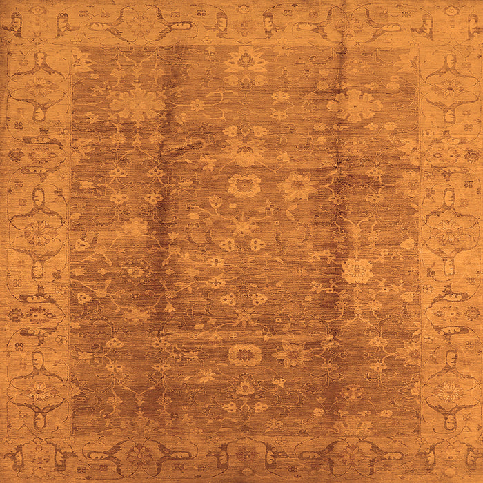Square Machine Washable Oriental Orange Industrial Area Rugs, wshurb2959org
