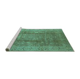 Sideview of Machine Washable Oriental Turquoise Industrial Area Rugs, wshurb2959turq