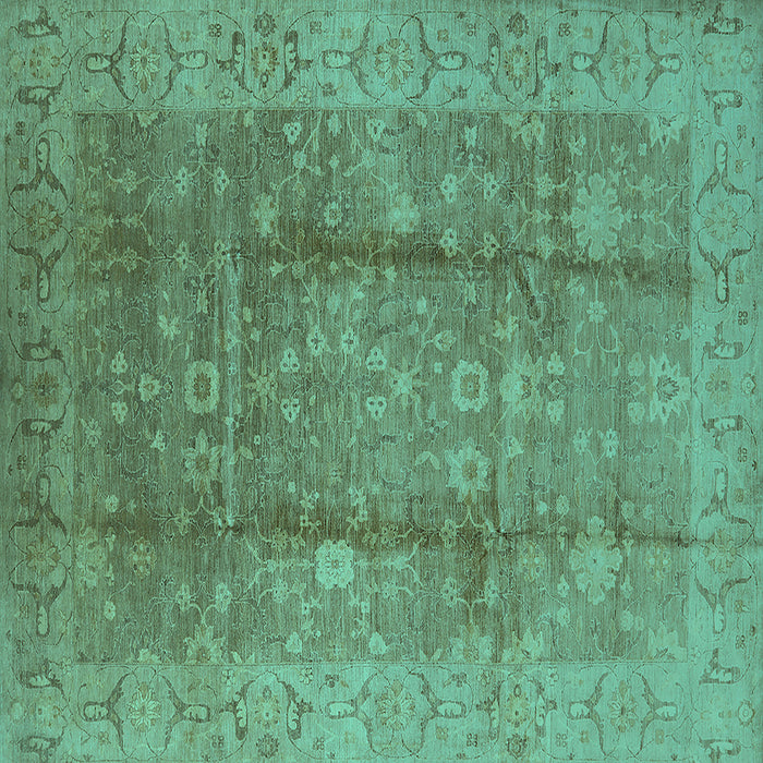 Square Oriental Turquoise Industrial Rug, urb2959turq