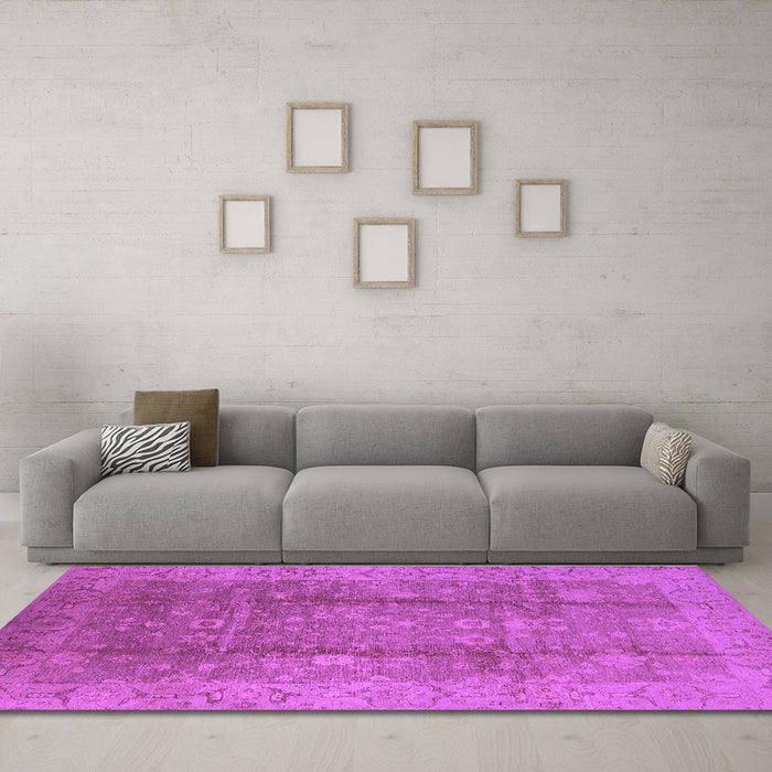 Machine Washable Oriental Purple Industrial Area Rugs in a Living Room, wshurb2959pur