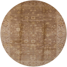 Round Mid-Century Modern Light Brown Oriental Rug, urb2959