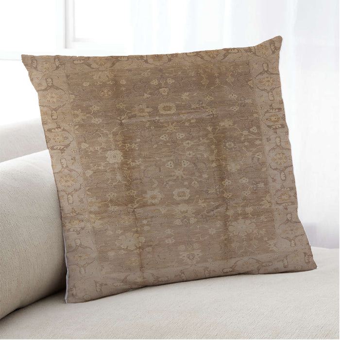Lifestyle Image of Mid-Century Modern Urban Square Light Brown Throw Pillow, 18 inch by 18 inch, pwurb2959