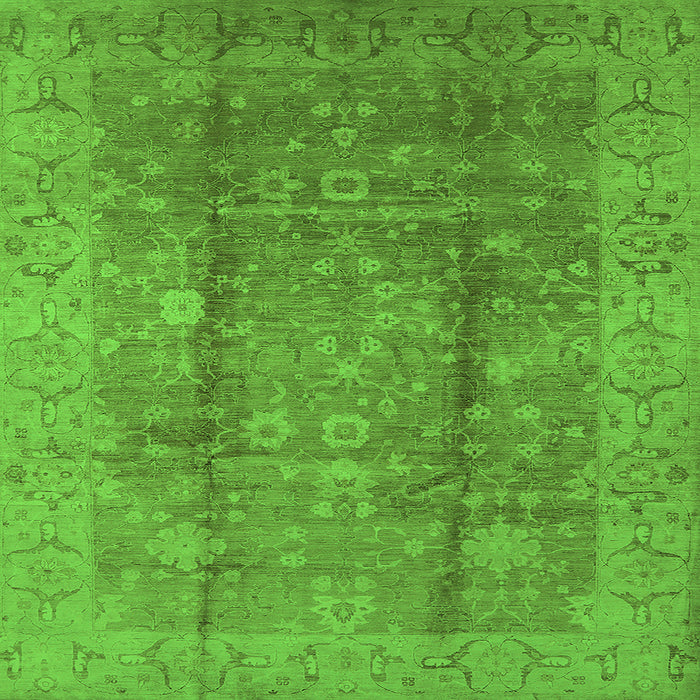 Square Machine Washable Oriental Green Industrial Area Rugs, wshurb2959grn