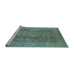 Sideview of Machine Washable Oriental Light Blue Industrial Rug, wshurb2959lblu