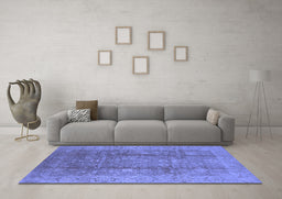 Machine Washable Oriental Blue Industrial Rug in a Living Room, wshurb2959blu