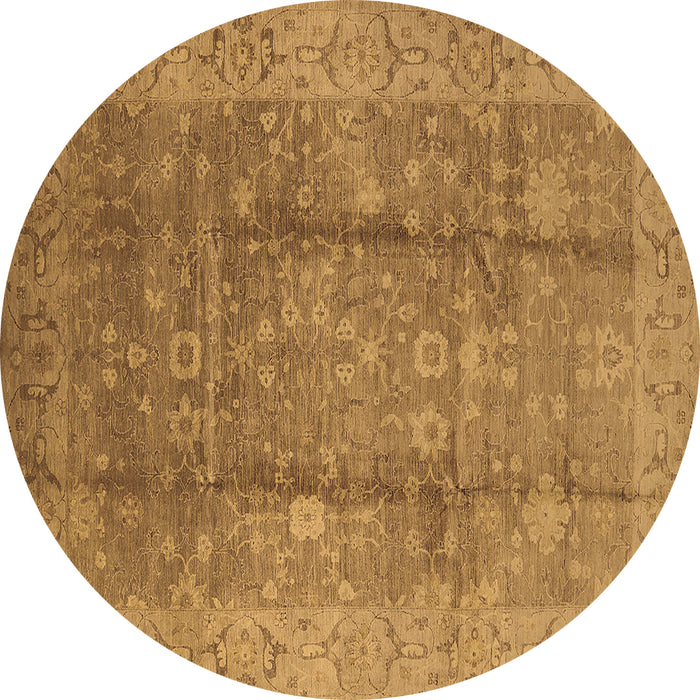 Round Oriental Brown Industrial Rug, urb2959brn