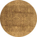 Round Oriental Brown Industrial Rug, urb2959brn