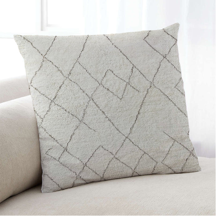 Lifestyle Image of Mid-Century Modern Urban Square Silver Pink Throw Pillow, 18 inch by 18 inch, pwurb295