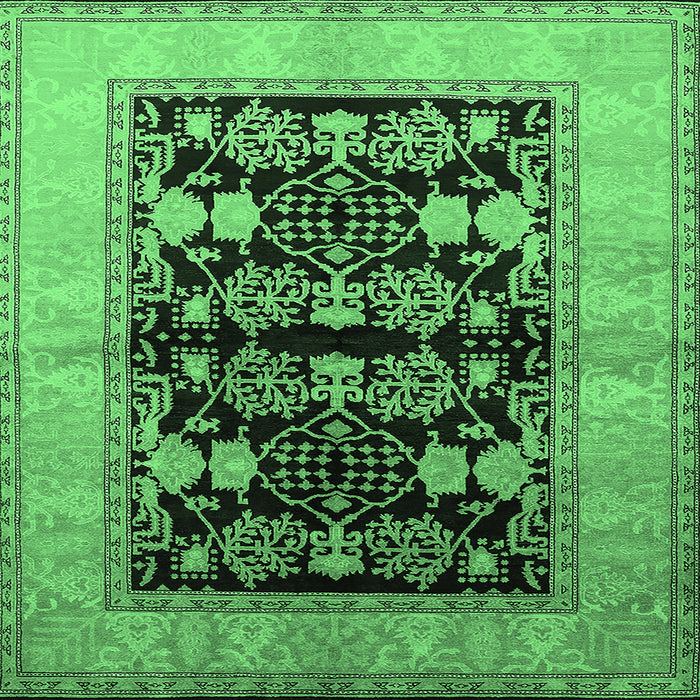 Square Oriental Emerald Green Industrial Rug, urb2960emgrn