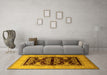 Machine Washable Oriental Yellow Industrial Rug in a Living Room, wshurb2960yw