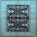 Square Machine Washable Oriental Light Blue Industrial Rug, wshurb2960lblu